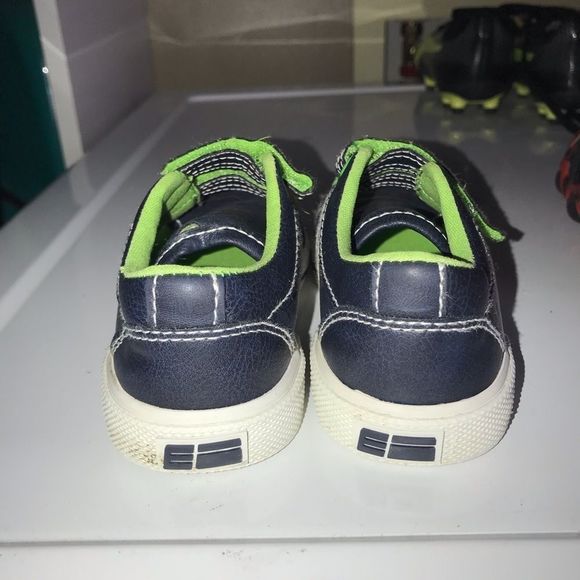 ELEMENTS navy neon green Velcro shoes sneakers size 8 m toddler - Picture 7 of 8